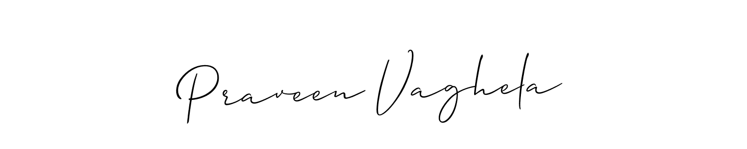 How to make Praveen Vaghela name signature. Use Allison_Script style for creating short signs online. This is the latest handwritten sign. Praveen Vaghela signature style 2 images and pictures png