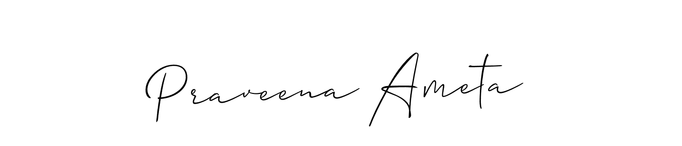 if you are searching for the best signature style for your name Praveena Ameta. so please give up your signature search. here we have designed multiple signature styles  using Allison_Script. Praveena Ameta signature style 2 images and pictures png