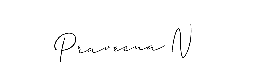 Create a beautiful signature design for name Praveena N. With this signature (Allison_Script) fonts, you can make a handwritten signature for free. Praveena N signature style 2 images and pictures png