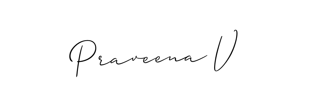 How to make Praveena V signature? Allison_Script is a professional autograph style. Create handwritten signature for Praveena V name. Praveena V signature style 2 images and pictures png