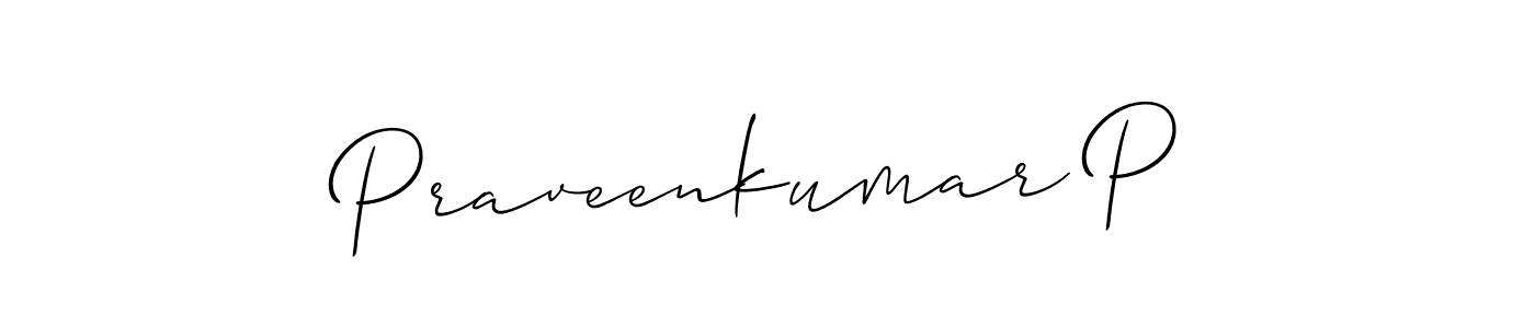 Praveenkumar P stylish signature style. Best Handwritten Sign (Allison_Script) for my name. Handwritten Signature Collection Ideas for my name Praveenkumar P. Praveenkumar P signature style 2 images and pictures png