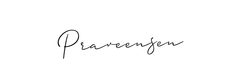 Use a signature maker to create a handwritten signature online. With this signature software, you can design (Allison_Script) your own signature for name Praveensen. Praveensen signature style 2 images and pictures png