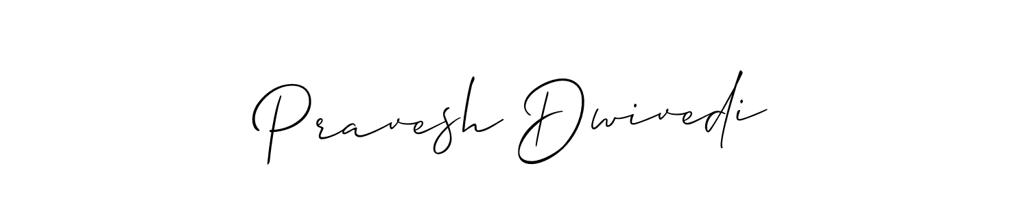 The best way (Allison_Script) to make a short signature is to pick only two or three words in your name. The name Pravesh Dwivedi include a total of six letters. For converting this name. Pravesh Dwivedi signature style 2 images and pictures png