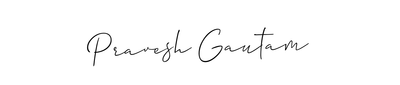 Use a signature maker to create a handwritten signature online. With this signature software, you can design (Allison_Script) your own signature for name Pravesh Gautam. Pravesh Gautam signature style 2 images and pictures png
