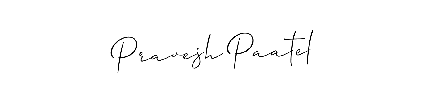 Make a beautiful signature design for name Pravesh Paatel. With this signature (Allison_Script) style, you can create a handwritten signature for free. Pravesh Paatel signature style 2 images and pictures png