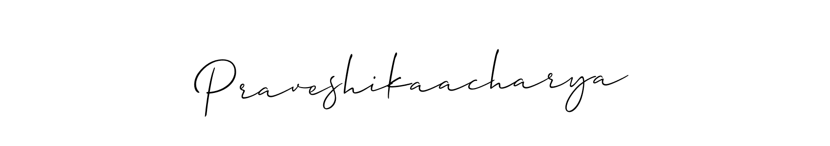 Use a signature maker to create a handwritten signature online. With this signature software, you can design (Allison_Script) your own signature for name Praveshikaacharya. Praveshikaacharya signature style 2 images and pictures png