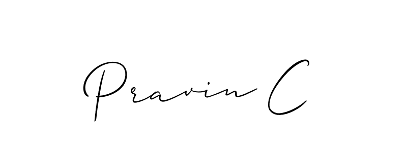 How to make Pravin C name signature. Use Allison_Script style for creating short signs online. This is the latest handwritten sign. Pravin C signature style 2 images and pictures png