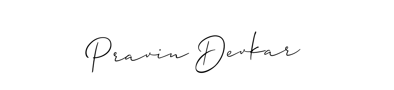 Pravin Devkar stylish signature style. Best Handwritten Sign (Allison_Script) for my name. Handwritten Signature Collection Ideas for my name Pravin Devkar. Pravin Devkar signature style 2 images and pictures png