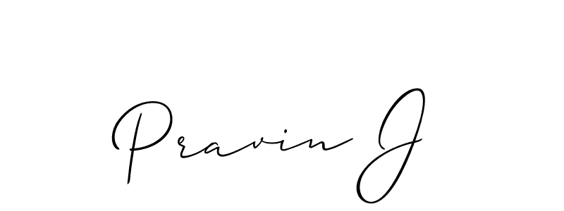 How to make Pravin J signature? Allison_Script is a professional autograph style. Create handwritten signature for Pravin J name. Pravin J signature style 2 images and pictures png