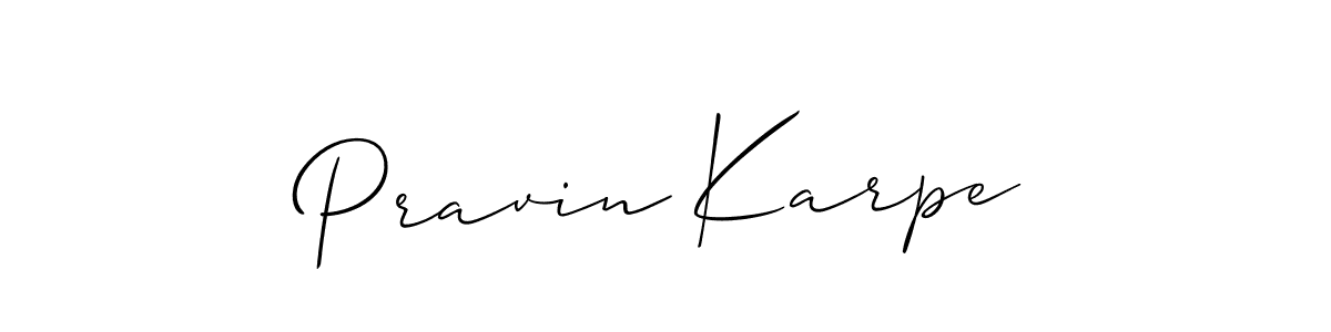 Allison_Script is a professional signature style that is perfect for those who want to add a touch of class to their signature. It is also a great choice for those who want to make their signature more unique. Get Pravin Karpe name to fancy signature for free. Pravin Karpe signature style 2 images and pictures png