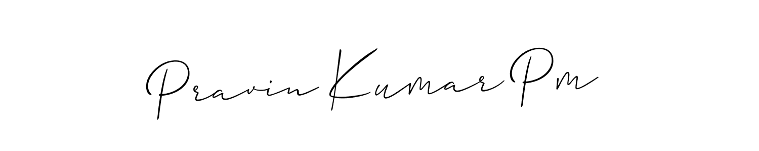 Allison_Script is a professional signature style that is perfect for those who want to add a touch of class to their signature. It is also a great choice for those who want to make their signature more unique. Get Pravin Kumar Pm name to fancy signature for free. Pravin Kumar Pm signature style 2 images and pictures png