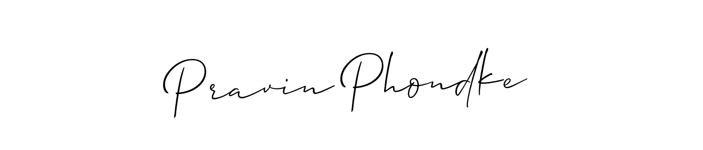 The best way (Allison_Script) to make a short signature is to pick only two or three words in your name. The name Pravin Phondke include a total of six letters. For converting this name. Pravin Phondke signature style 2 images and pictures png