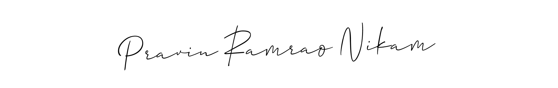 The best way (Allison_Script) to make a short signature is to pick only two or three words in your name. The name Pravin Ramrao Nikam include a total of six letters. For converting this name. Pravin Ramrao Nikam signature style 2 images and pictures png