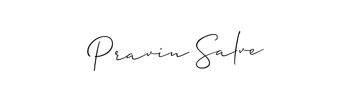 How to make Pravin Salve name signature. Use Allison_Script style for creating short signs online. This is the latest handwritten sign. Pravin Salve signature style 2 images and pictures png