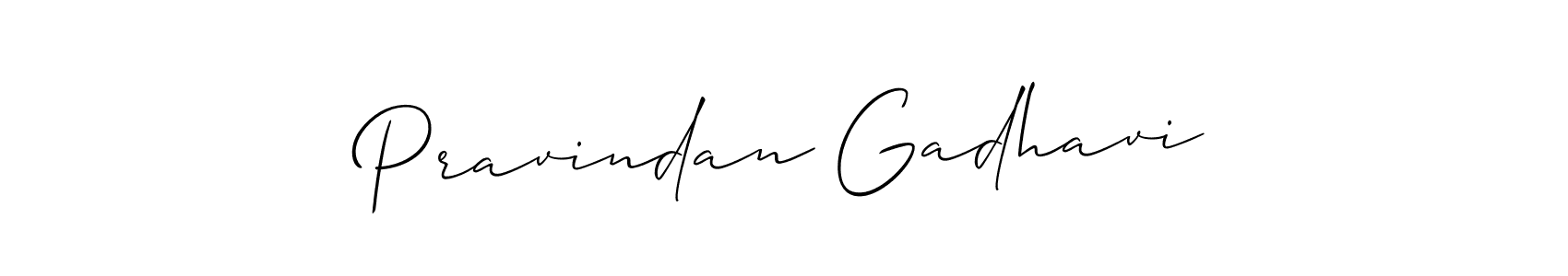 How to make Pravindan Gadhavi name signature. Use Allison_Script style for creating short signs online. This is the latest handwritten sign. Pravindan Gadhavi signature style 2 images and pictures png