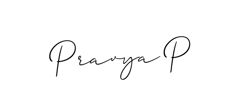 How to make Pravya P name signature. Use Allison_Script style for creating short signs online. This is the latest handwritten sign. Pravya P signature style 2 images and pictures png