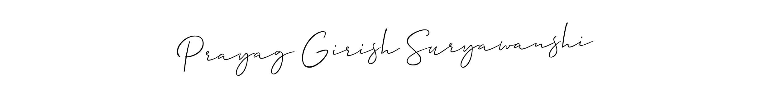 How to make Prayag Girish Suryawanshi name signature. Use Allison_Script style for creating short signs online. This is the latest handwritten sign. Prayag Girish Suryawanshi signature style 2 images and pictures png