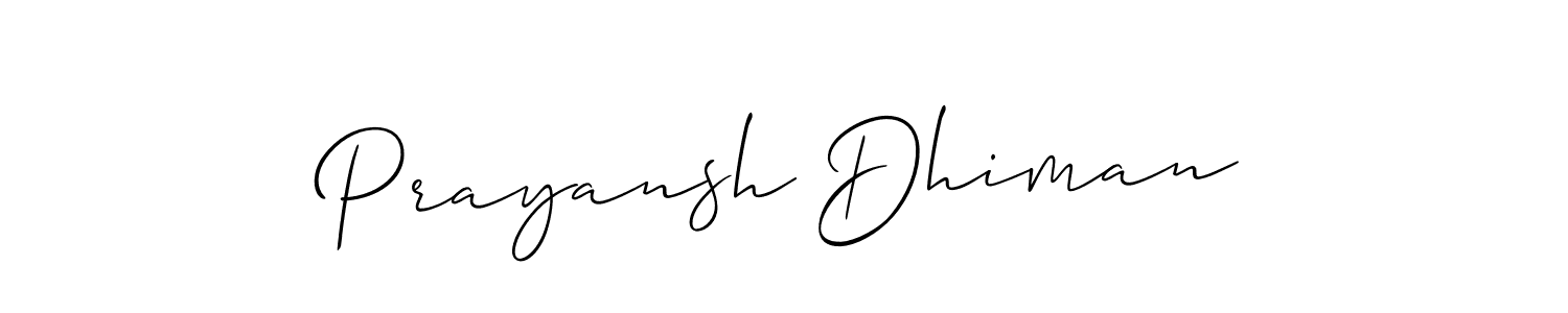 Also we have Prayansh Dhiman name is the best signature style. Create professional handwritten signature collection using Allison_Script autograph style. Prayansh Dhiman signature style 2 images and pictures png