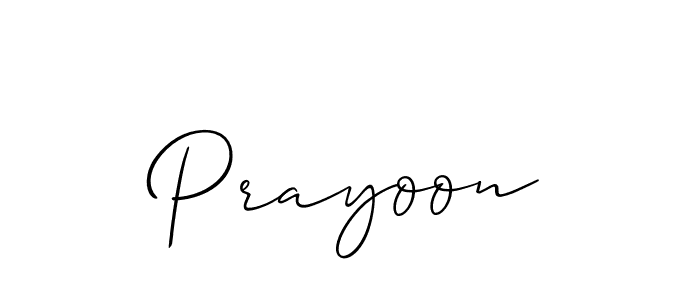 The best way (Allison_Script) to make a short signature is to pick only two or three words in your name. The name Prayoon include a total of six letters. For converting this name. Prayoon signature style 2 images and pictures png