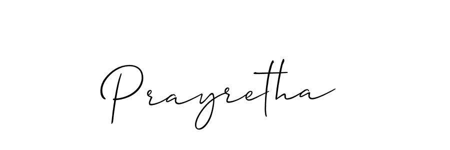 How to make Prayretha signature? Allison_Script is a professional autograph style. Create handwritten signature for Prayretha name. Prayretha signature style 2 images and pictures png