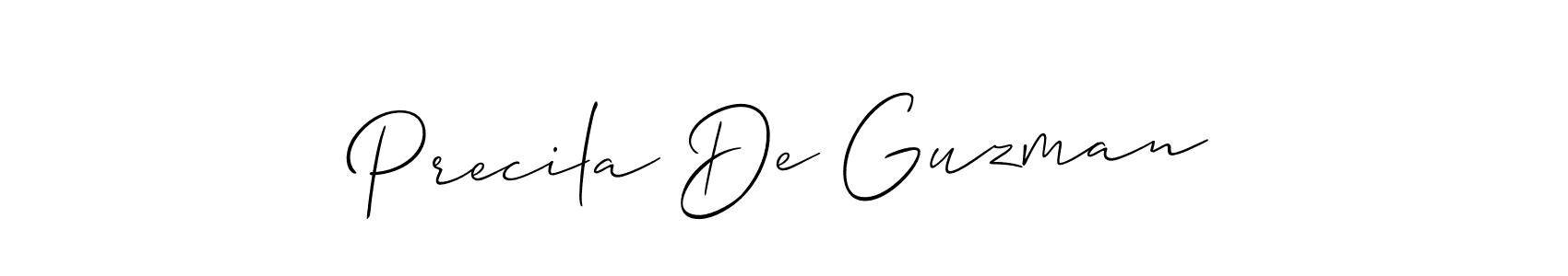 Make a beautiful signature design for name Precila De Guzman. With this signature (Allison_Script) style, you can create a handwritten signature for free. Precila De Guzman signature style 2 images and pictures png