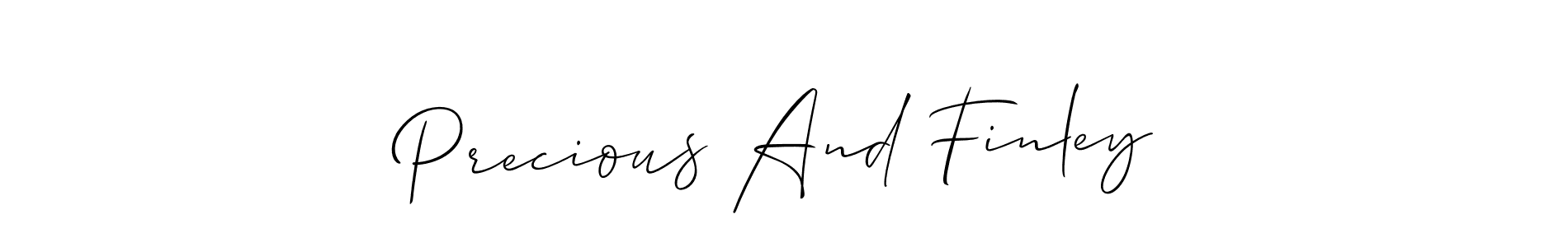 Allison_Script is a professional signature style that is perfect for those who want to add a touch of class to their signature. It is also a great choice for those who want to make their signature more unique. Get Precious And Finley name to fancy signature for free. Precious And Finley signature style 2 images and pictures png