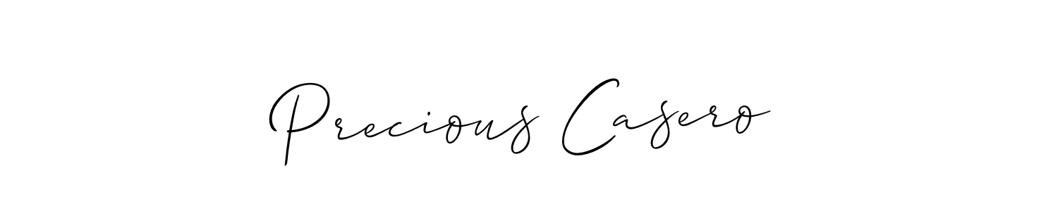 How to make Precious Casero name signature. Use Allison_Script style for creating short signs online. This is the latest handwritten sign. Precious Casero signature style 2 images and pictures png