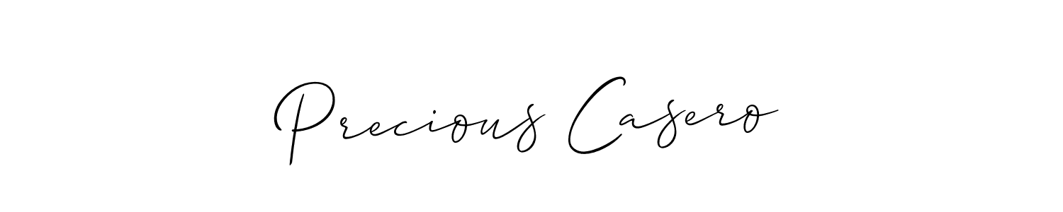 How to make Precious Casero name signature. Use Allison_Script style for creating short signs online. This is the latest handwritten sign. Precious Casero signature style 2 images and pictures png