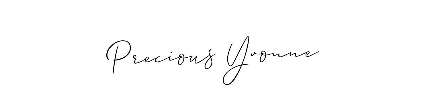 How to make Precious Yvonne name signature. Use Allison_Script style for creating short signs online. This is the latest handwritten sign. Precious Yvonne signature style 2 images and pictures png