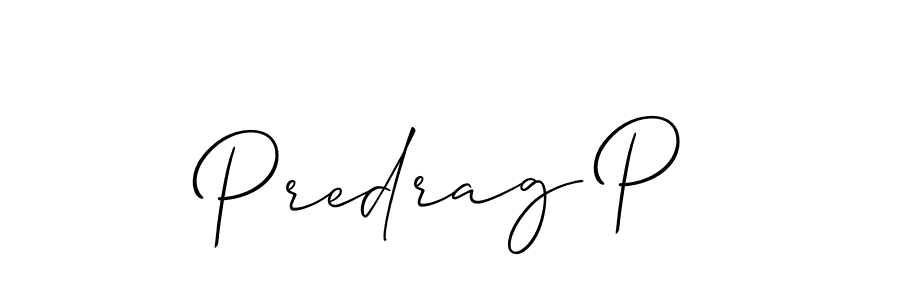 How to make Predrag P name signature. Use Allison_Script style for creating short signs online. This is the latest handwritten sign. Predrag P signature style 2 images and pictures png