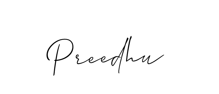 It looks lik you need a new signature style for name Preedhu. Design unique handwritten (Allison_Script) signature with our free signature maker in just a few clicks. Preedhu signature style 2 images and pictures png