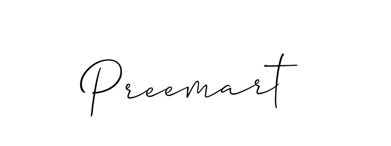 Create a beautiful signature design for name Preemart. With this signature (Allison_Script) fonts, you can make a handwritten signature for free. Preemart signature style 2 images and pictures png