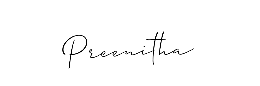 How to make Preenitha name signature. Use Allison_Script style for creating short signs online. This is the latest handwritten sign. Preenitha signature style 2 images and pictures png