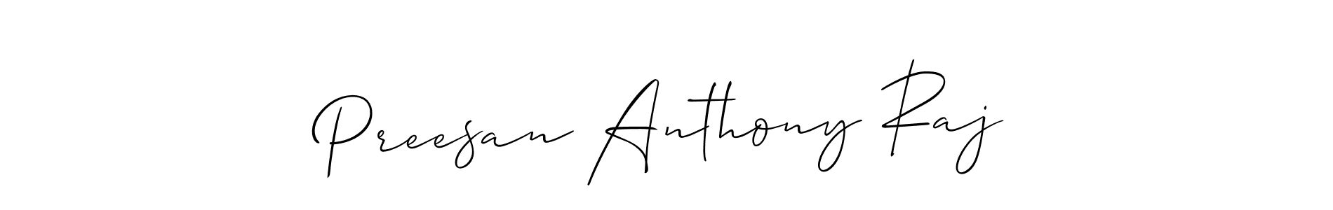 Make a short Preesan Anthony Raj signature style. Manage your documents anywhere anytime using Allison_Script. Create and add eSignatures, submit forms, share and send files easily. Preesan Anthony Raj signature style 2 images and pictures png