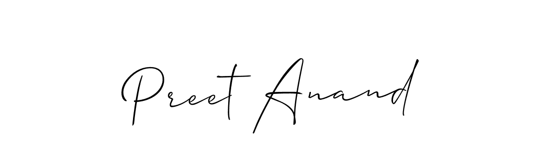 Design your own signature with our free online signature maker. With this signature software, you can create a handwritten (Allison_Script) signature for name Preet Anand. Preet Anand signature style 2 images and pictures png