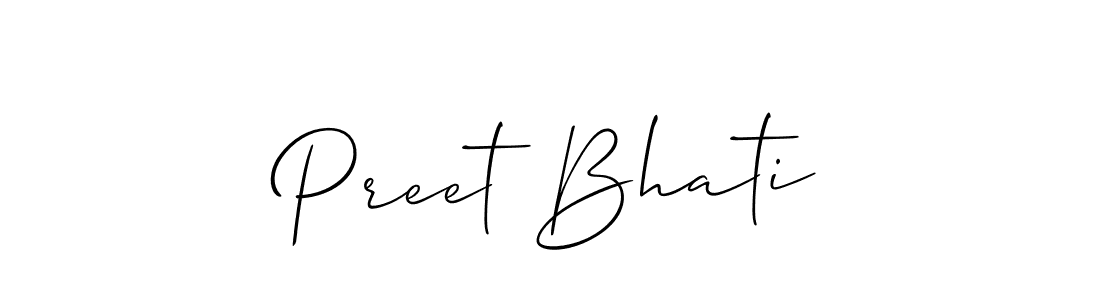 Design your own signature with our free online signature maker. With this signature software, you can create a handwritten (Allison_Script) signature for name Preet Bhati. Preet Bhati signature style 2 images and pictures png