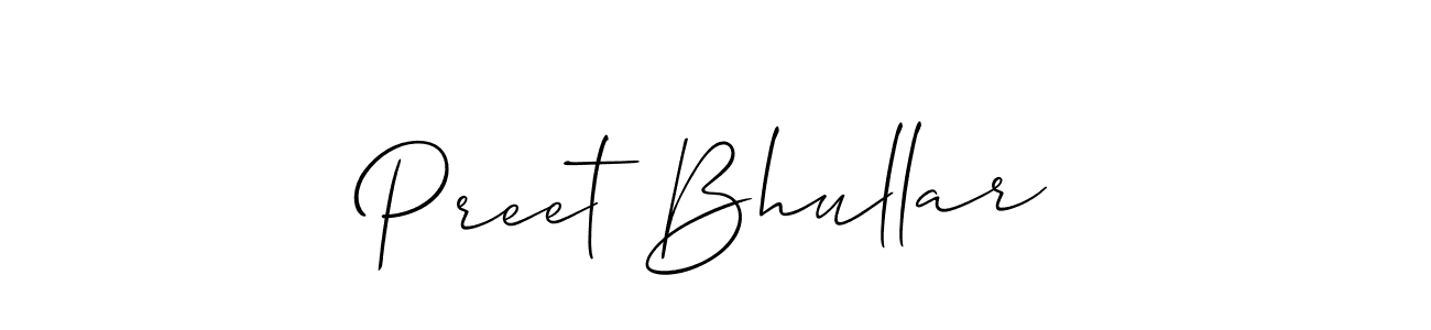 Create a beautiful signature design for name Preet Bhullar. With this signature (Allison_Script) fonts, you can make a handwritten signature for free. Preet Bhullar signature style 2 images and pictures png