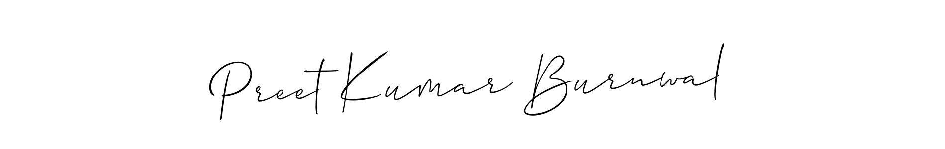 How to make Preet Kumar Burnwal signature? Allison_Script is a professional autograph style. Create handwritten signature for Preet Kumar Burnwal name. Preet Kumar Burnwal signature style 2 images and pictures png