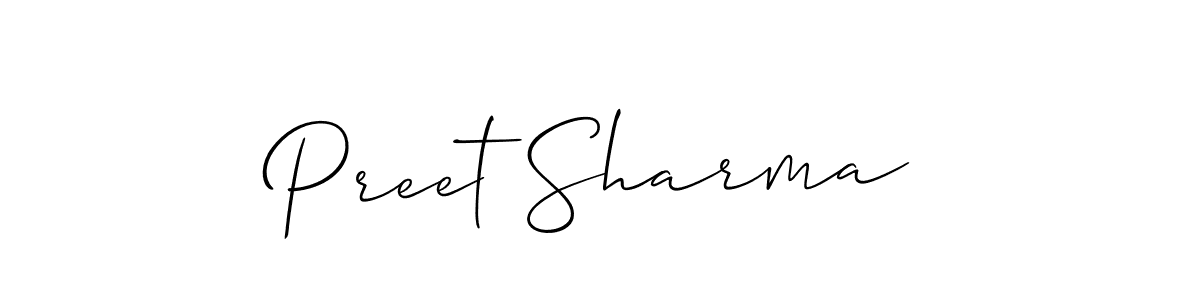 Allison_Script is a professional signature style that is perfect for those who want to add a touch of class to their signature. It is also a great choice for those who want to make their signature more unique. Get Preet Sharma name to fancy signature for free. Preet Sharma signature style 2 images and pictures png