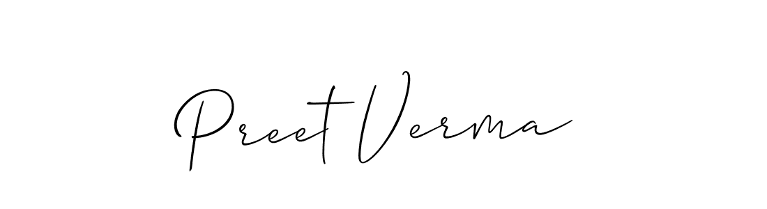 Preet Verma stylish signature style. Best Handwritten Sign (Allison_Script) for my name. Handwritten Signature Collection Ideas for my name Preet Verma. Preet Verma signature style 2 images and pictures png