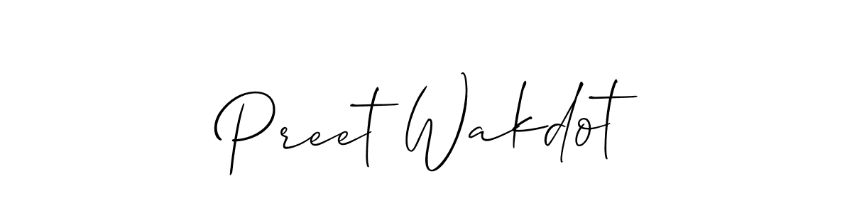 Also You can easily find your signature by using the search form. We will create Preet Wakdot name handwritten signature images for you free of cost using Allison_Script sign style. Preet Wakdot signature style 2 images and pictures png