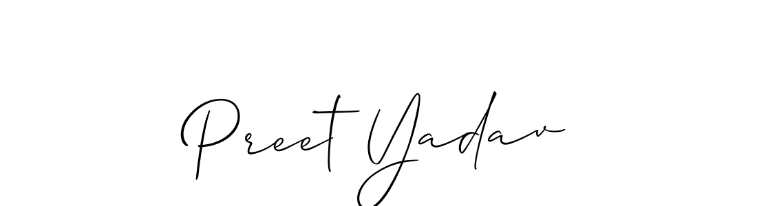 Create a beautiful signature design for name Preet Yadav. With this signature (Allison_Script) fonts, you can make a handwritten signature for free. Preet Yadav signature style 2 images and pictures png