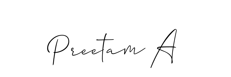 Also we have Preetam A name is the best signature style. Create professional handwritten signature collection using Allison_Script autograph style. Preetam A signature style 2 images and pictures png