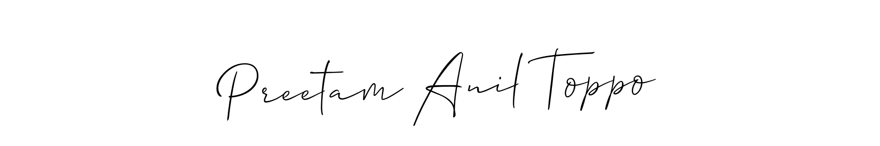Make a beautiful signature design for name Preetam Anil Toppo. With this signature (Allison_Script) style, you can create a handwritten signature for free. Preetam Anil Toppo signature style 2 images and pictures png