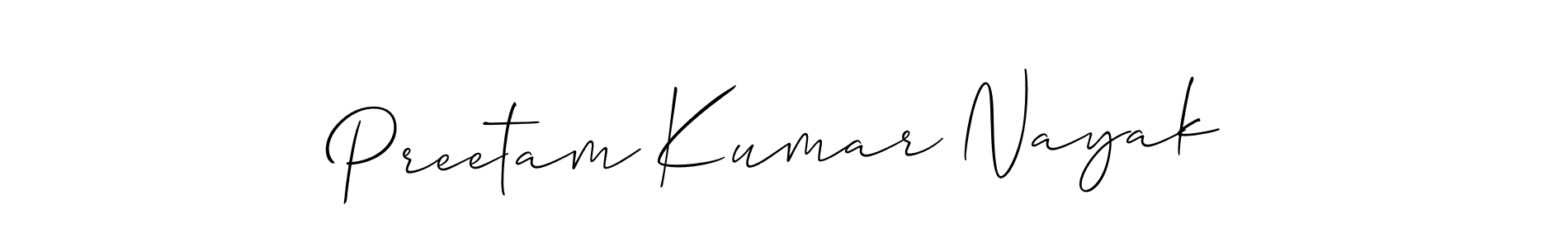 Make a beautiful signature design for name Preetam Kumar Nayak. With this signature (Allison_Script) style, you can create a handwritten signature for free. Preetam Kumar Nayak signature style 2 images and pictures png