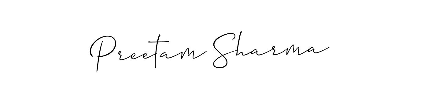 Create a beautiful signature design for name Preetam Sharma. With this signature (Allison_Script) fonts, you can make a handwritten signature for free. Preetam Sharma signature style 2 images and pictures png