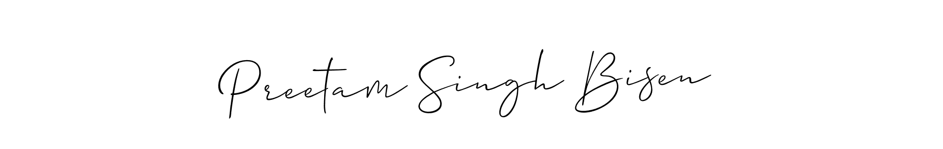 It looks lik you need a new signature style for name Preetam Singh Bisen. Design unique handwritten (Allison_Script) signature with our free signature maker in just a few clicks. Preetam Singh Bisen signature style 2 images and pictures png