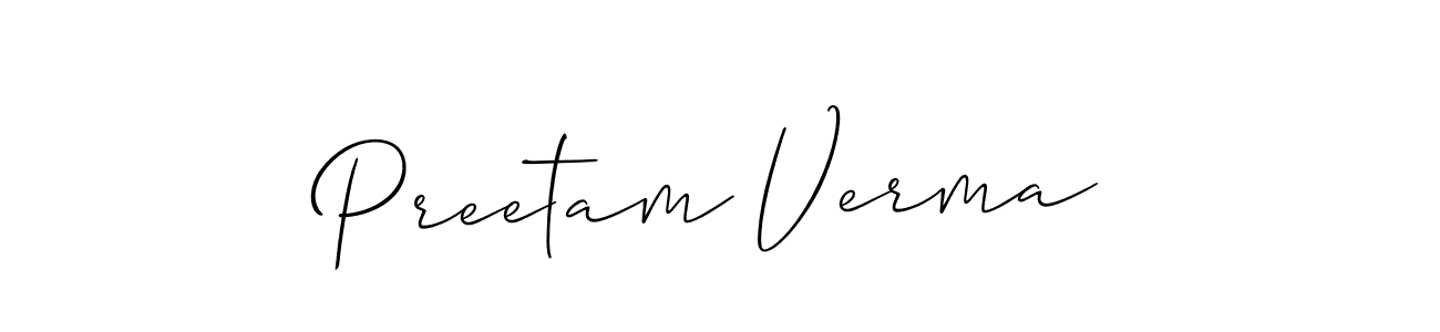 Preetam Verma stylish signature style. Best Handwritten Sign (Allison_Script) for my name. Handwritten Signature Collection Ideas for my name Preetam Verma. Preetam Verma signature style 2 images and pictures png