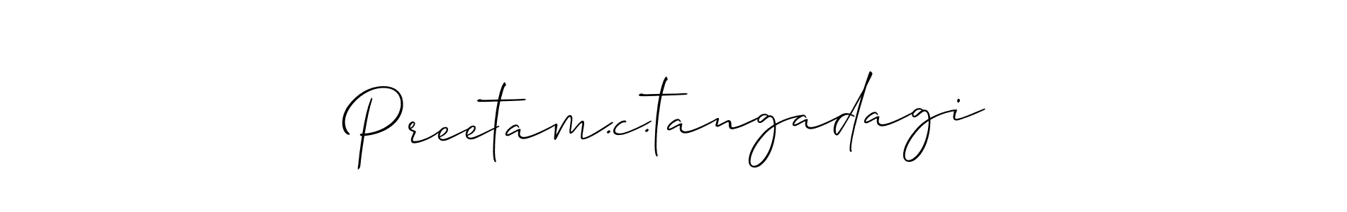 The best way (Allison_Script) to make a short signature is to pick only two or three words in your name. The name Preetam.c.tangadagi include a total of six letters. For converting this name. Preetam.c.tangadagi signature style 2 images and pictures png