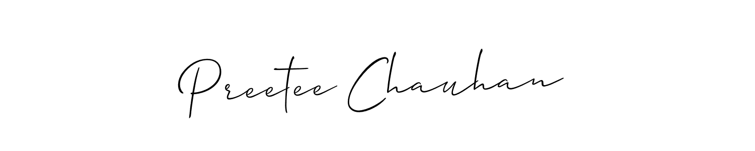 How to make Preetee Chauhan name signature. Use Allison_Script style for creating short signs online. This is the latest handwritten sign. Preetee Chauhan signature style 2 images and pictures png